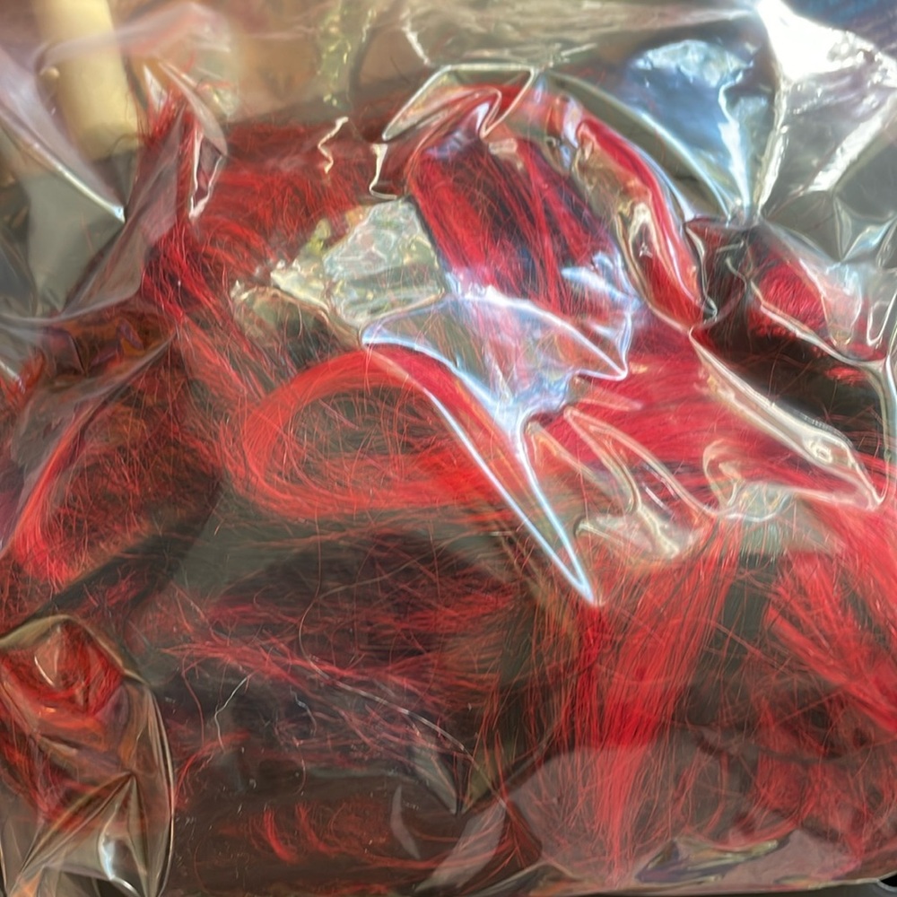 Halloween red black bangs short wig